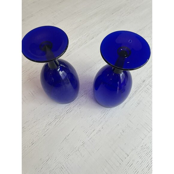 Set of 2 Lonnie Premiere Iced Tea Goblet Glasses Footed Cobalt Blue 16 Oz - Picture 3 of 4